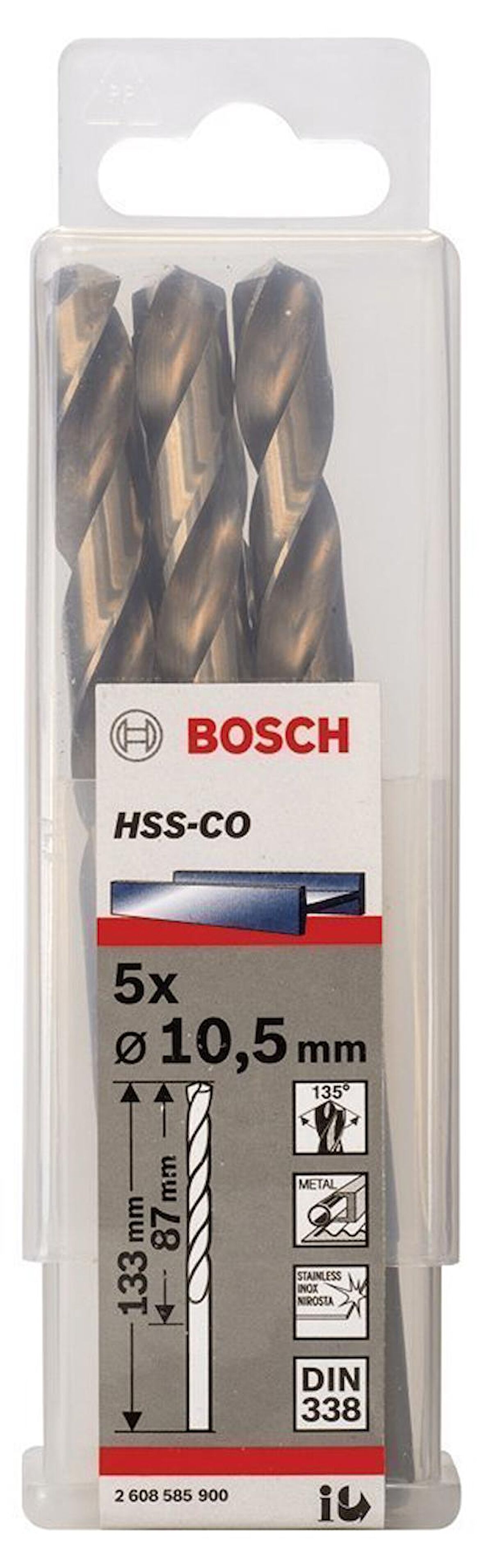 Bosch HSS-Co 10,5 mm 5'li Kobaltlı Matkap Ucu 2608585900